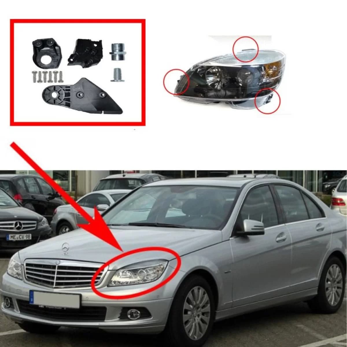 Headlight Tap Repair Left Kit suitable for Mercedes-Benz C-Class W204 07-14