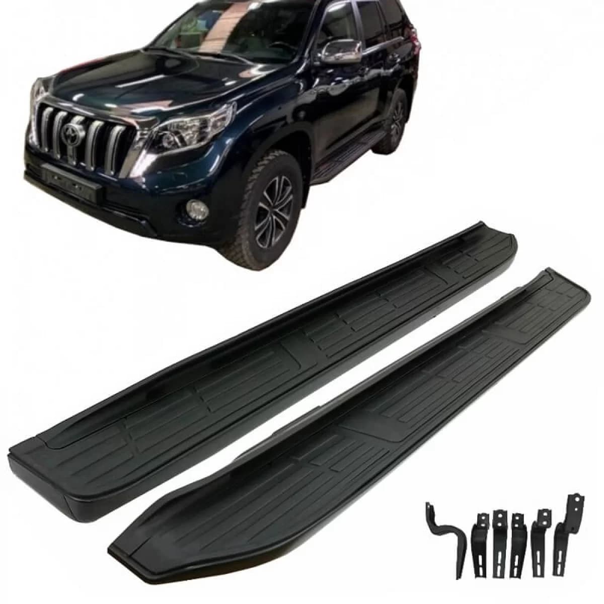 Side Steps Running Boards suitable for Toyota Land Cruiser Prado FJ150 2010+ Black 2 pcs