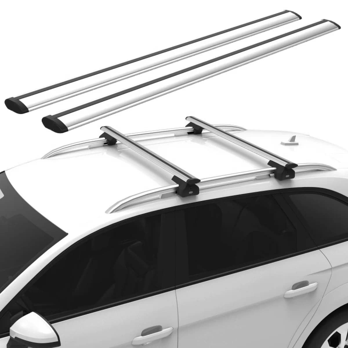 Roof Bars Aluminum Aerodynamic CRUZ 925-805 Airo 128cm Silver 2 Pieces