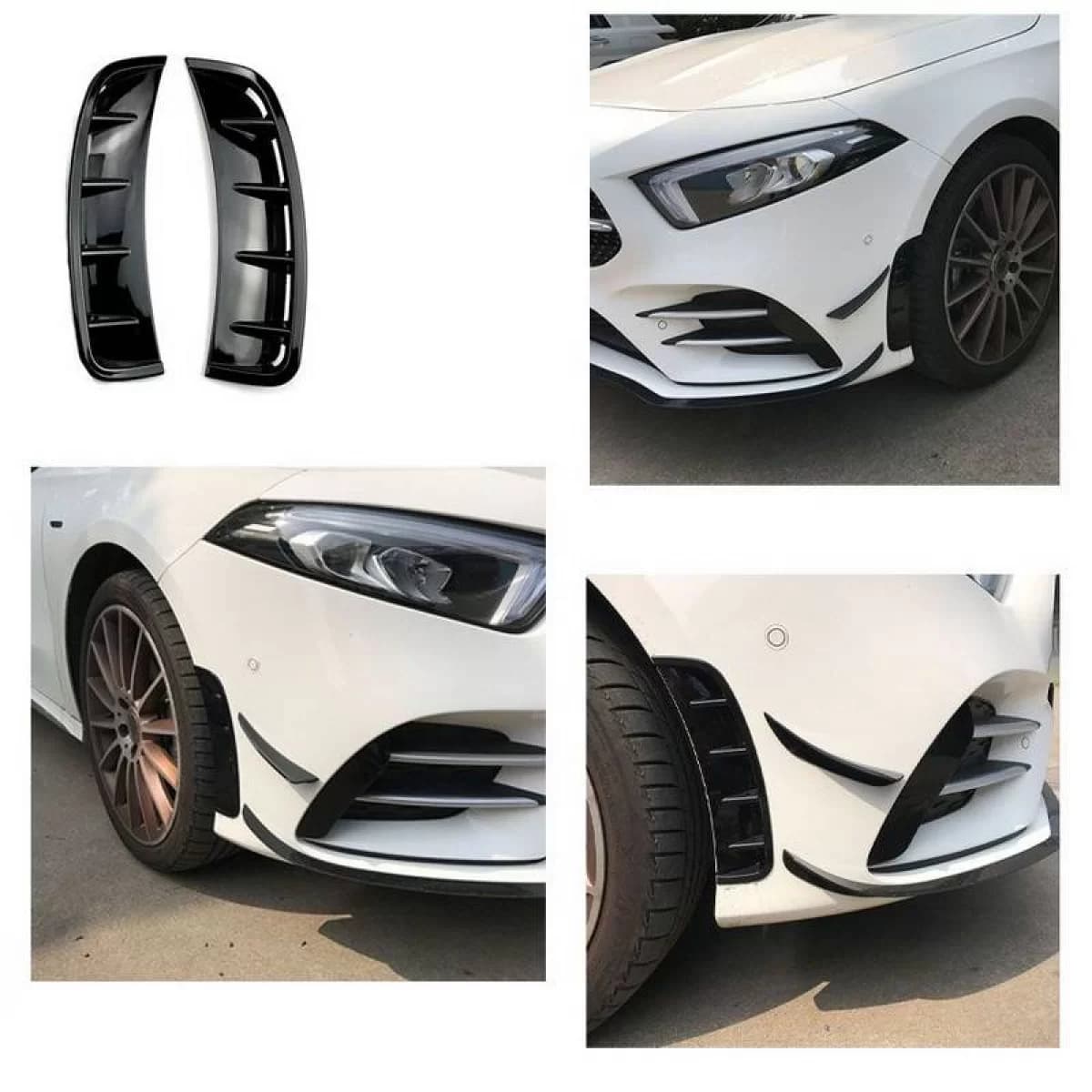 Front Bumper Side Vents suitable for Mercedes-Benz A-Class W177 2019+ With A Design Bumper Glossy Black 2 Pieces