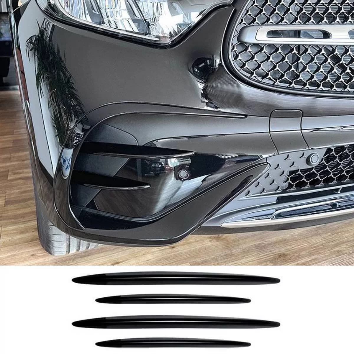Bumper Grille Fins suitable for Mercedes-Benz GLC-Class X254/C254 22+ A Design Line Glossy Black / Night Package Set 4 Pcs