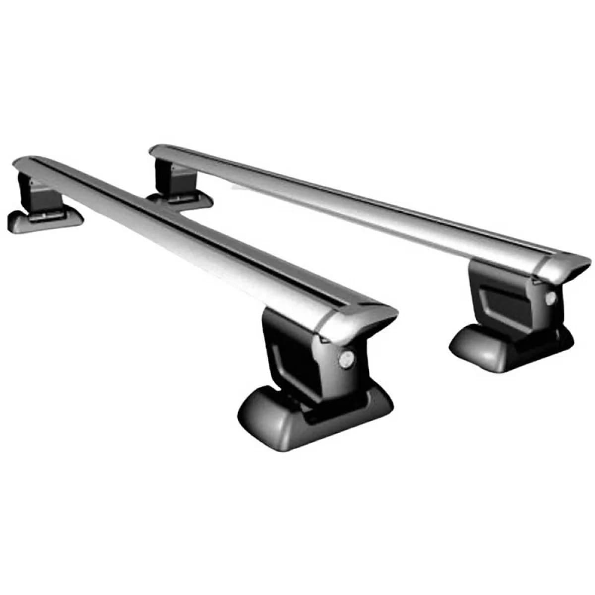 Roof Bars Aluminum Aerodynamic Rackit 120cm Universal Fix-Point Set With Fixing Kit Silver 2 Pieces