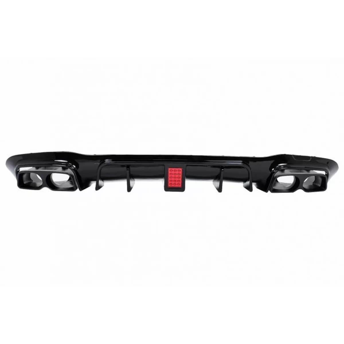 Rear Bumper Diffuser suitable for Mercedes-Benz E-Class W213 16-19 with A Design Line Bumper Black Brabus Look with Black Exhaust Tips