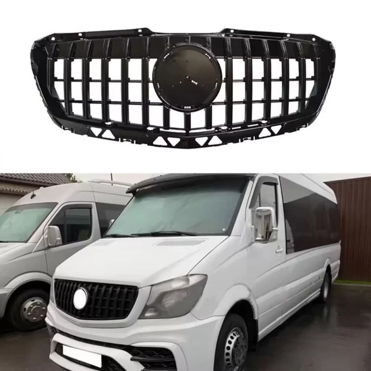Front Grille suitable for Mercedes-Benz Sprinter W906 Facelift 14-17 GT A Design Panamericana Look Black 1 Pc