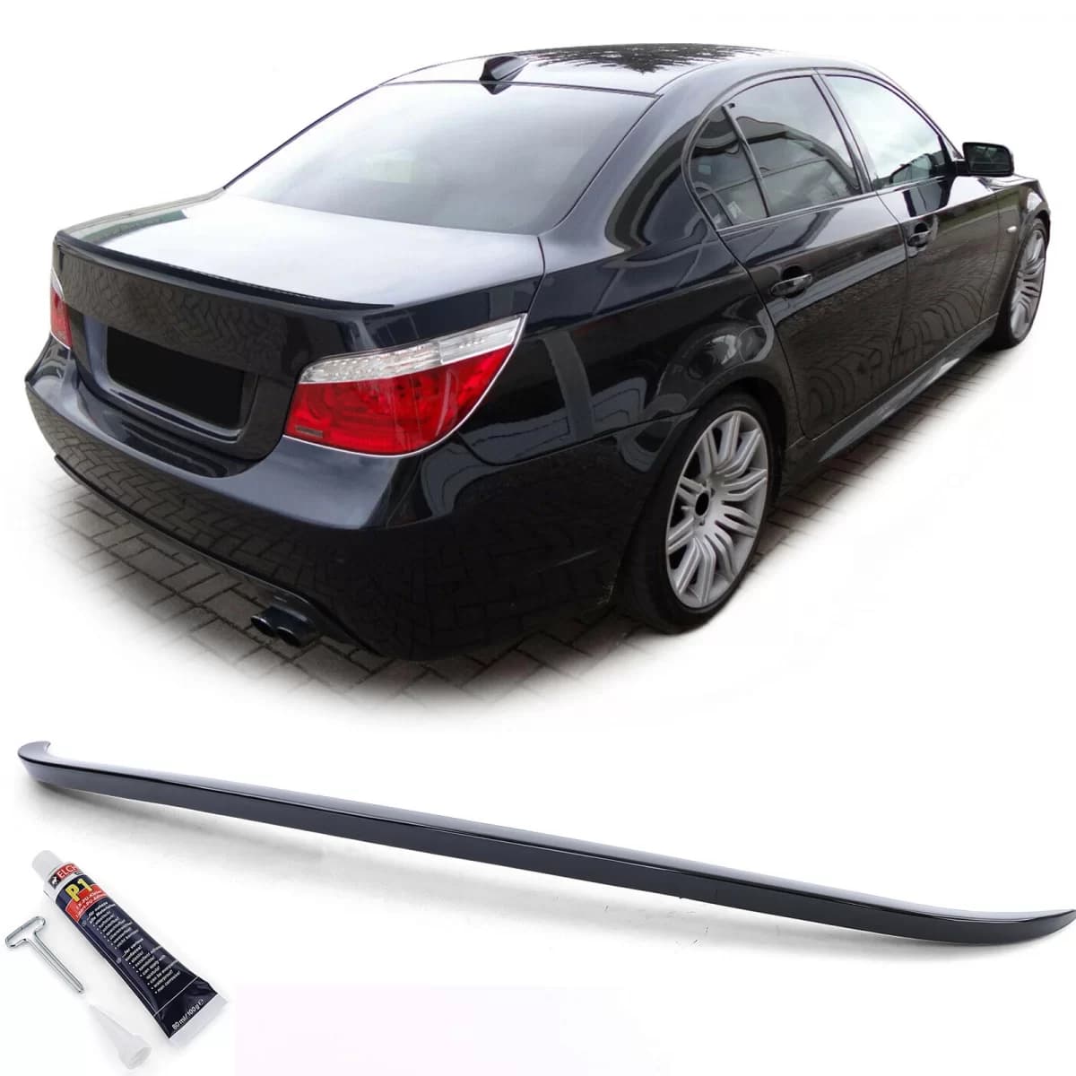 Rear spoiler lip Performance gloss black with ABE for 5 Series BMW E60 Sedan 03-10