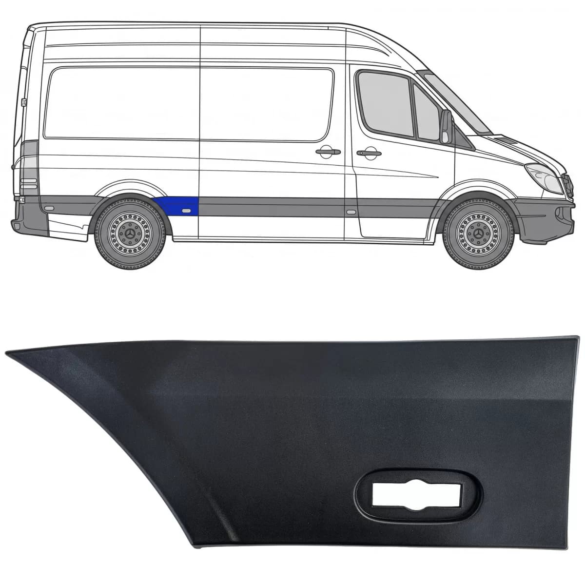 Trim molding side panel right for Mercedes Sprinter 906 06-18 L2