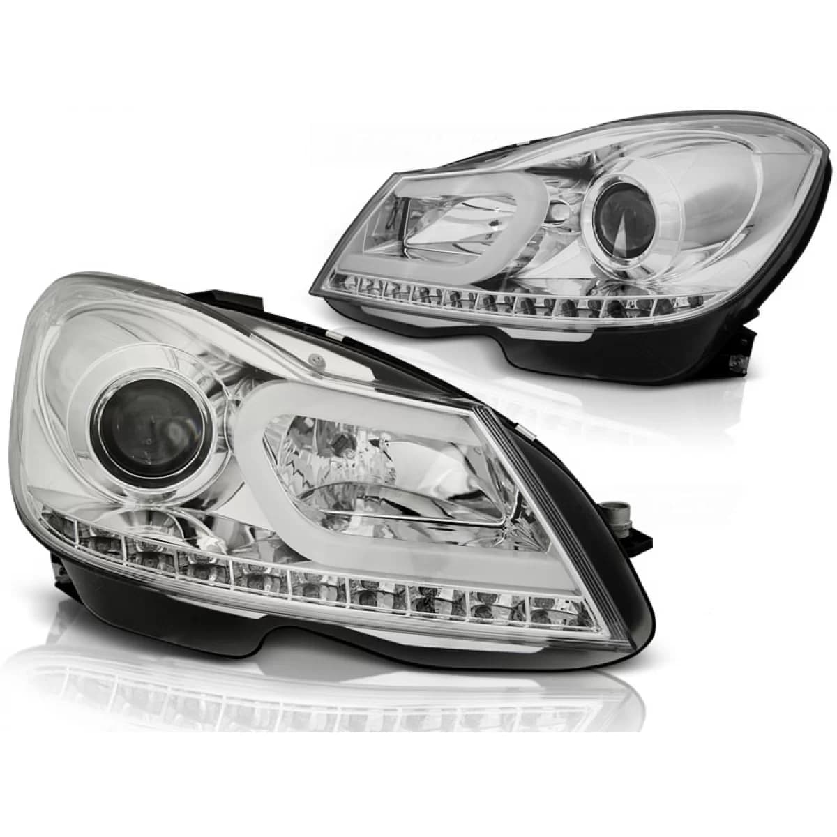 HEADLIGHTS TUBE LIGHT CHROME fits MERCEDES W204 11-14