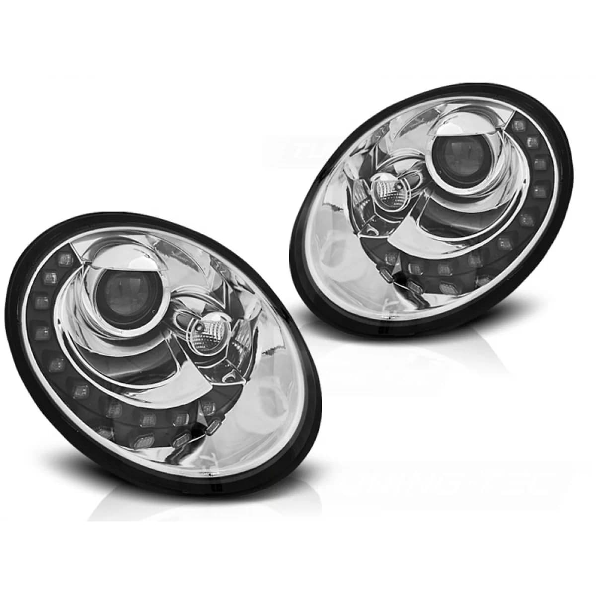 HEADLIGHTS DAYLIGHT CHROME fits VW NEW BEETLE 06-12
