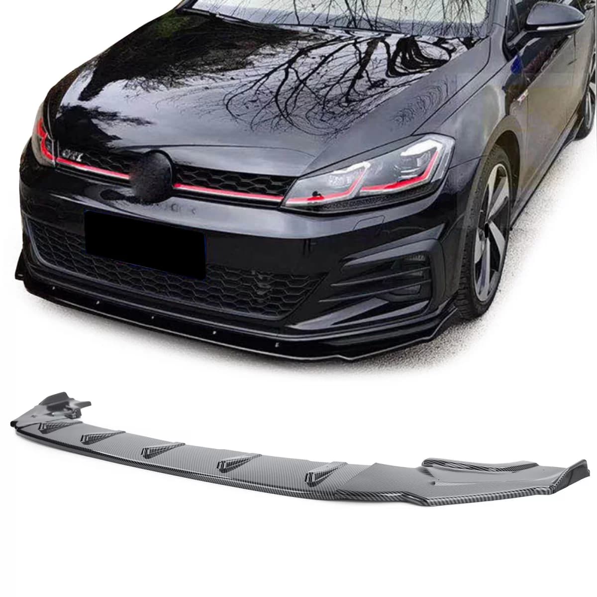 CUP front spoiler lip Performance carbon look for VW Golf 7 GTI 13-20