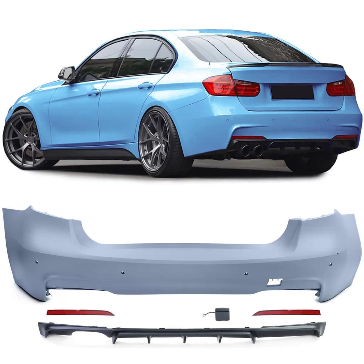 Sport rear bumper + matte diffuser fits BMW 3 Series F30 320 325 328 330 335